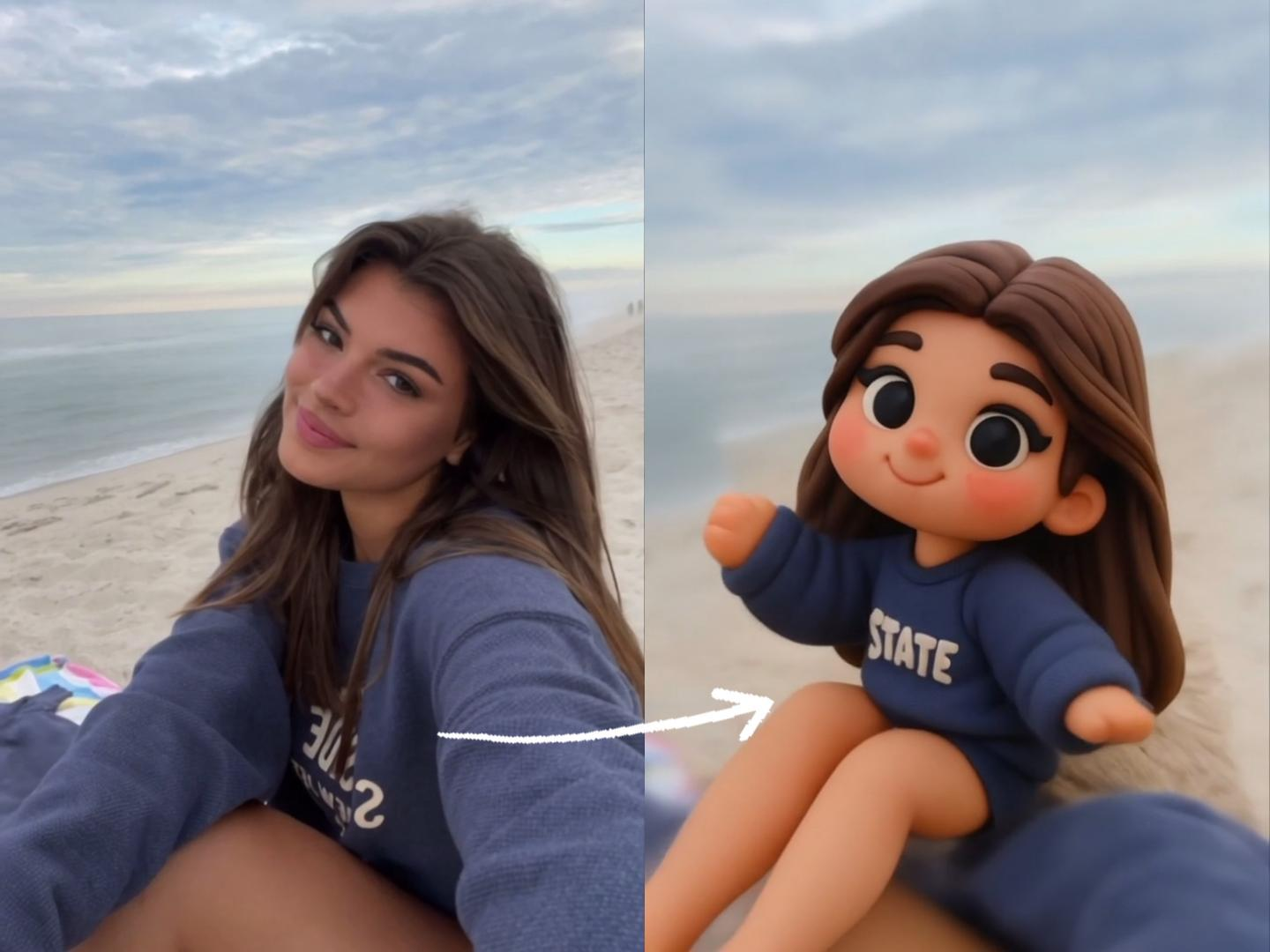 3D clay polaroid style image