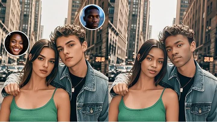 AI multiple face swap